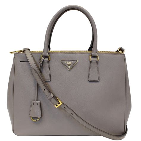 Prada Double Zip Tote, Gray 